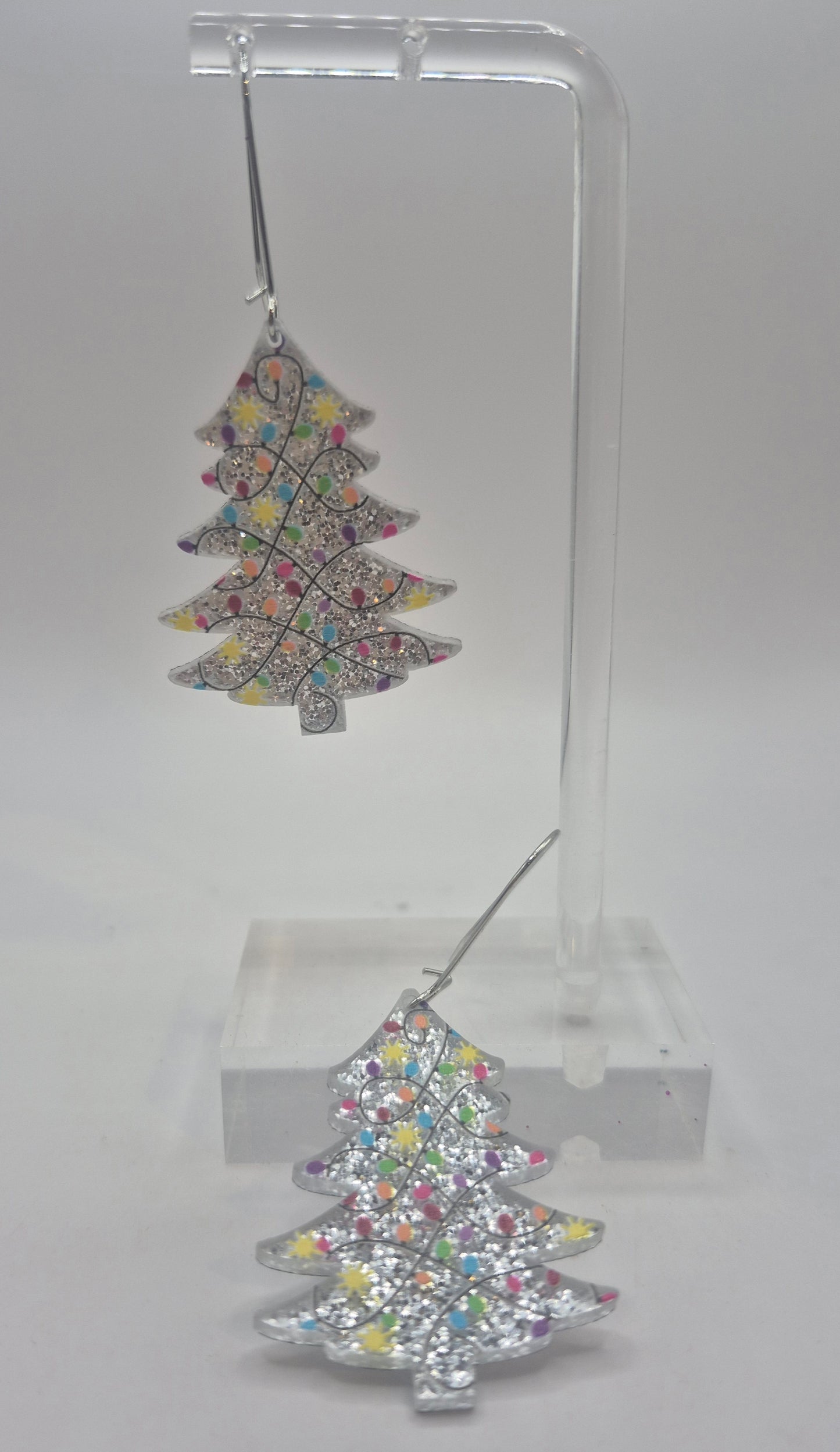 Silver Christmas Tree Earrings