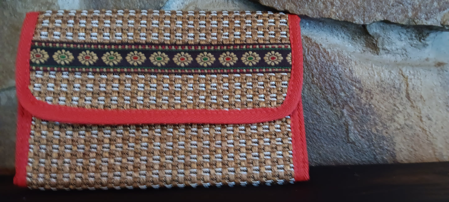 Red Dark Jute Wallet