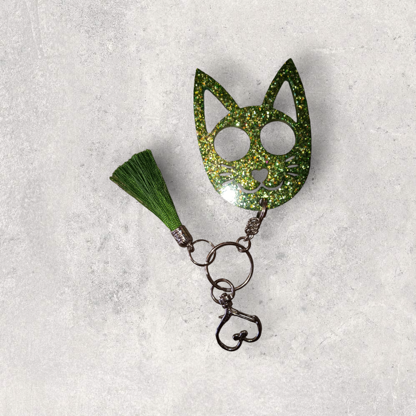 Cat Safety Keychain (Green)